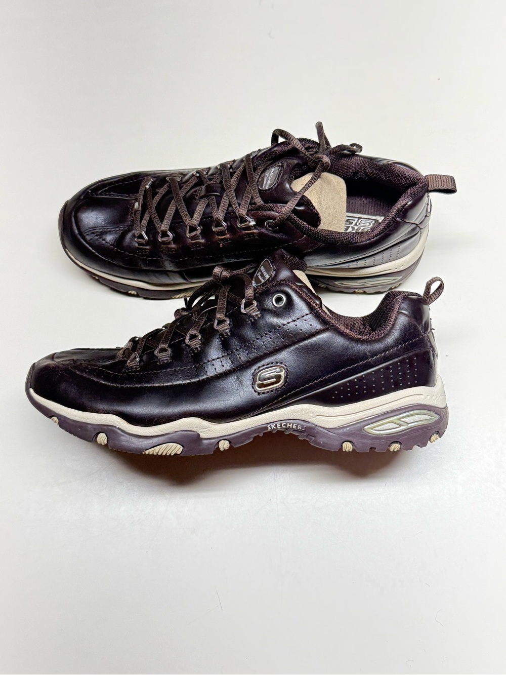Skechers Women’s Leather Walking Shoes Brown US 8.5 EU 38.5 Comfort Casual
